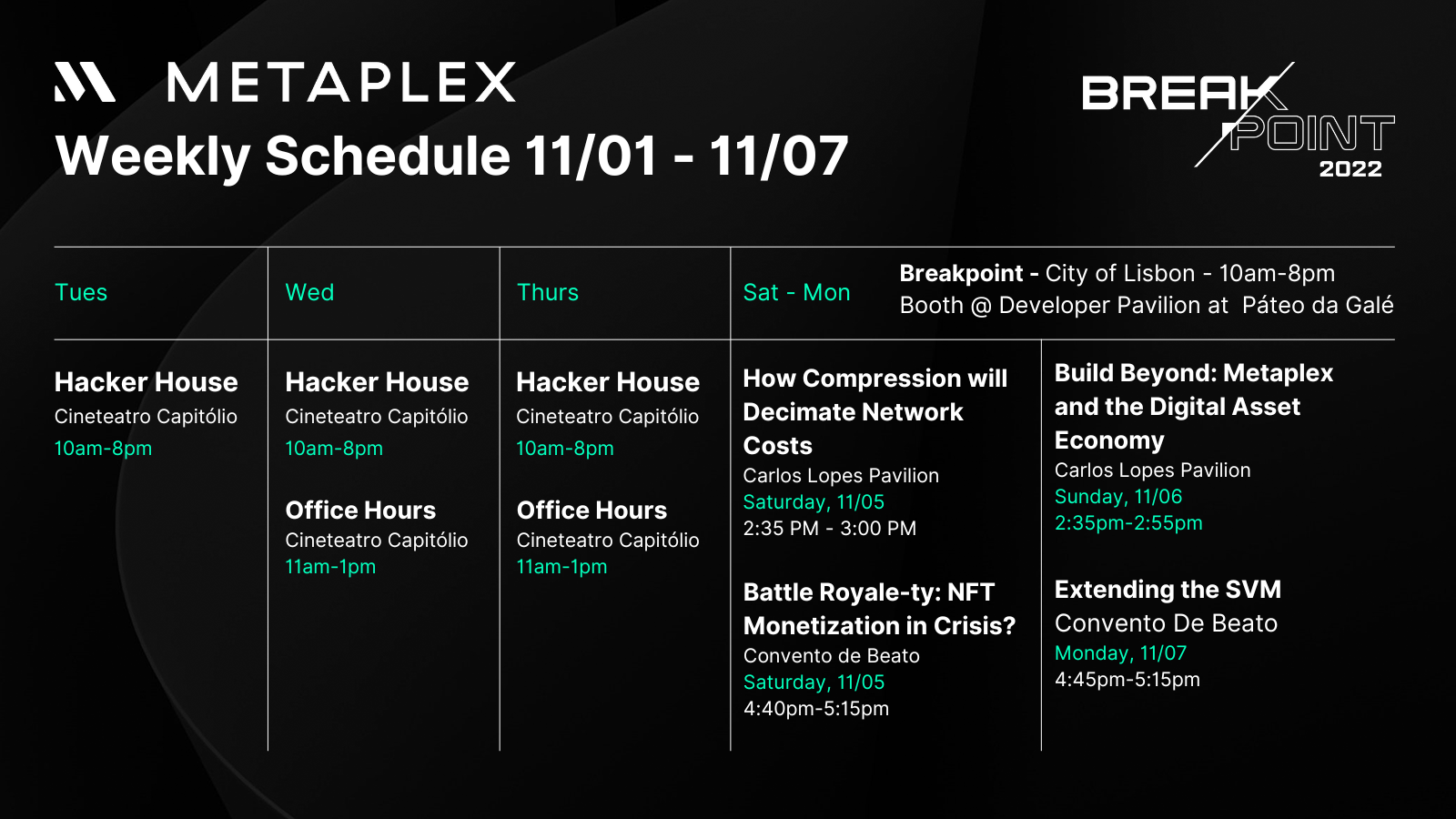 Metaplex Breakpoint Schedule (2)